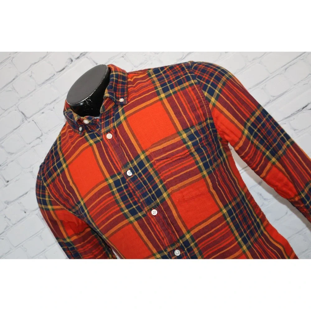 Banana Republic Lined Shirt Mens Medium Red Plaid Untucked Slim Fit Flannel